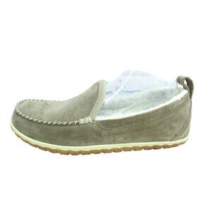 LL Bean Cement Suede Slip On Fleece Lined Mountain Moccasin Slippers Size 8 M